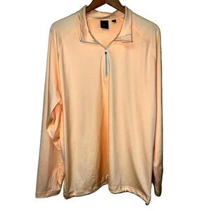 X-Large Pull Over TOP Polo Thumb Holes Peach XL Active Shirt Sport Dunning NEW
